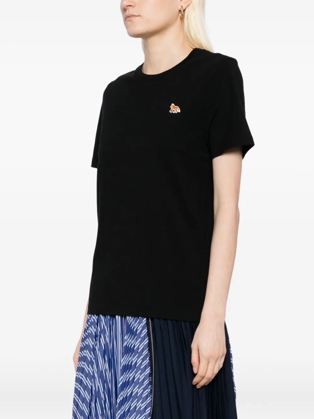 Maison Kitsuné T-shirt met geborduurd logo Zwart