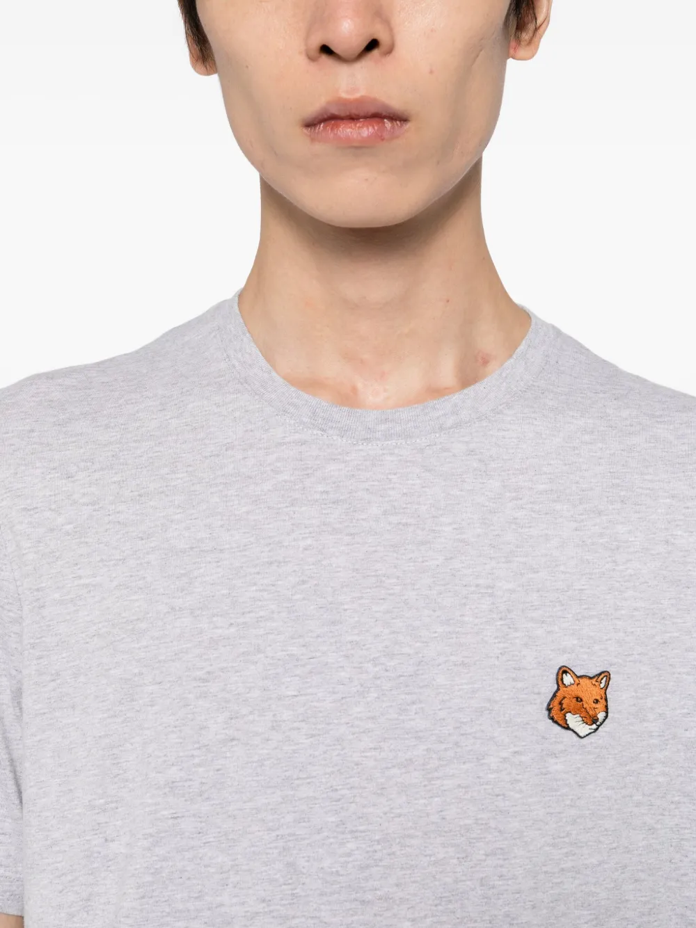 Maison Kitsuné T-shirt met vossenkop-patch Grijs