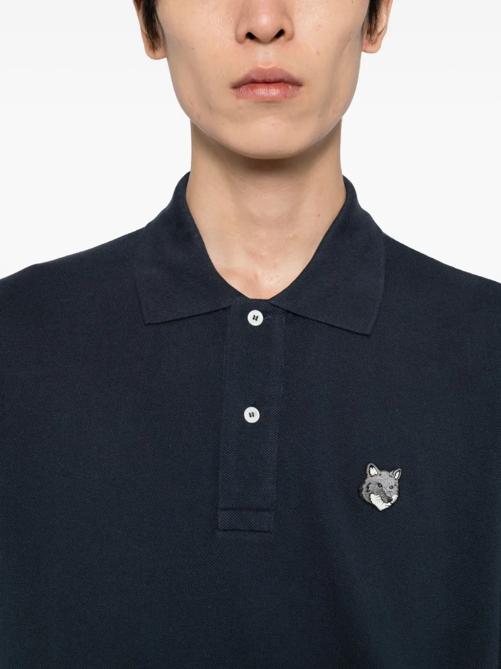 Maison Kitsuné Poloshirt met geborduurd logo Blauw