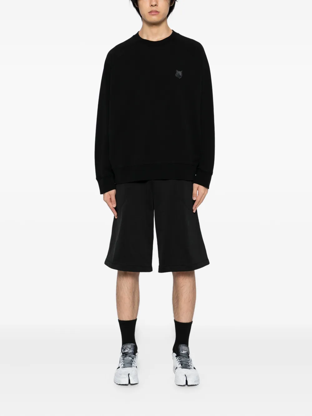 Maison Kitsuné Sweater met vossenkop-patch - Zwart