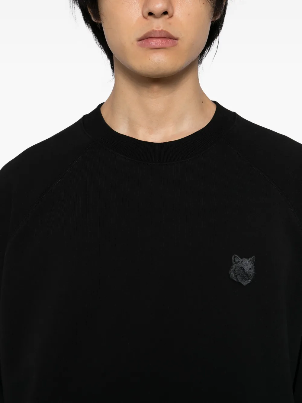 Maison Kitsuné Sweater met vossenkop-patch Zwart