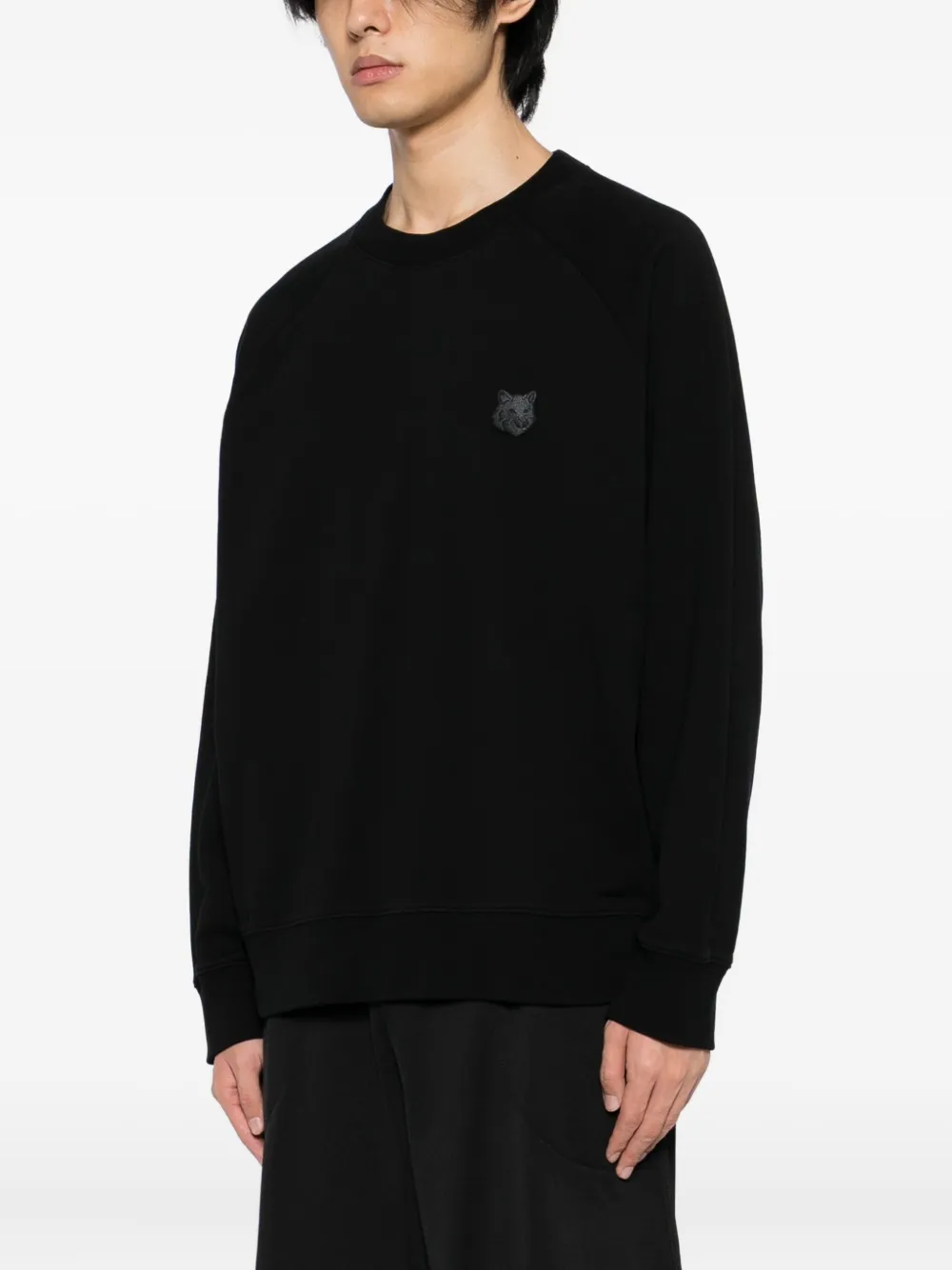 Maison Kitsuné Sweater met vossenkop-patch Zwart