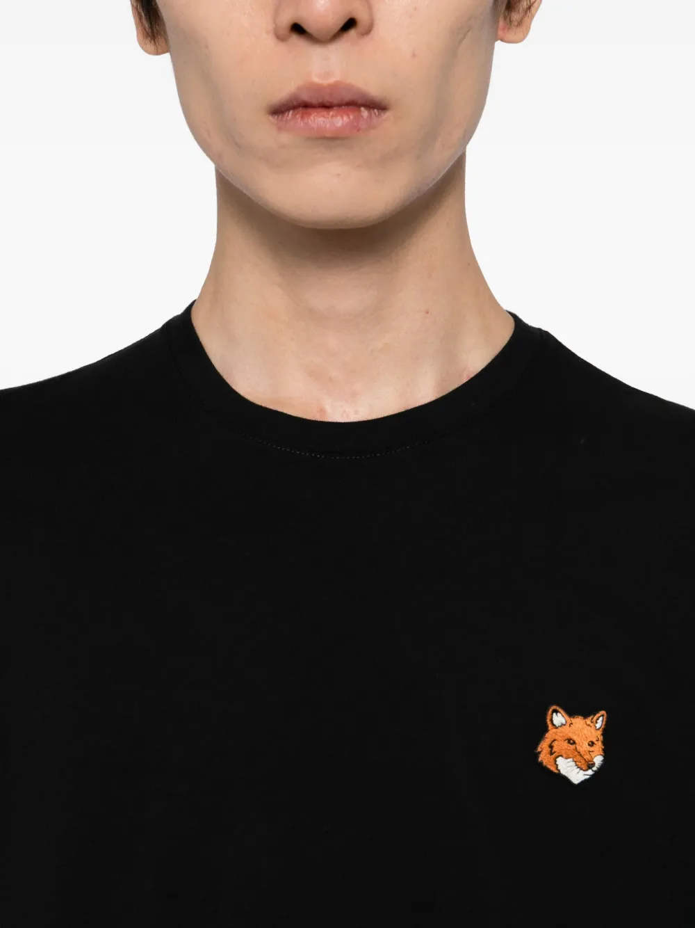 Maison Kitsuné T-shirt met geborduurd logo Zwart