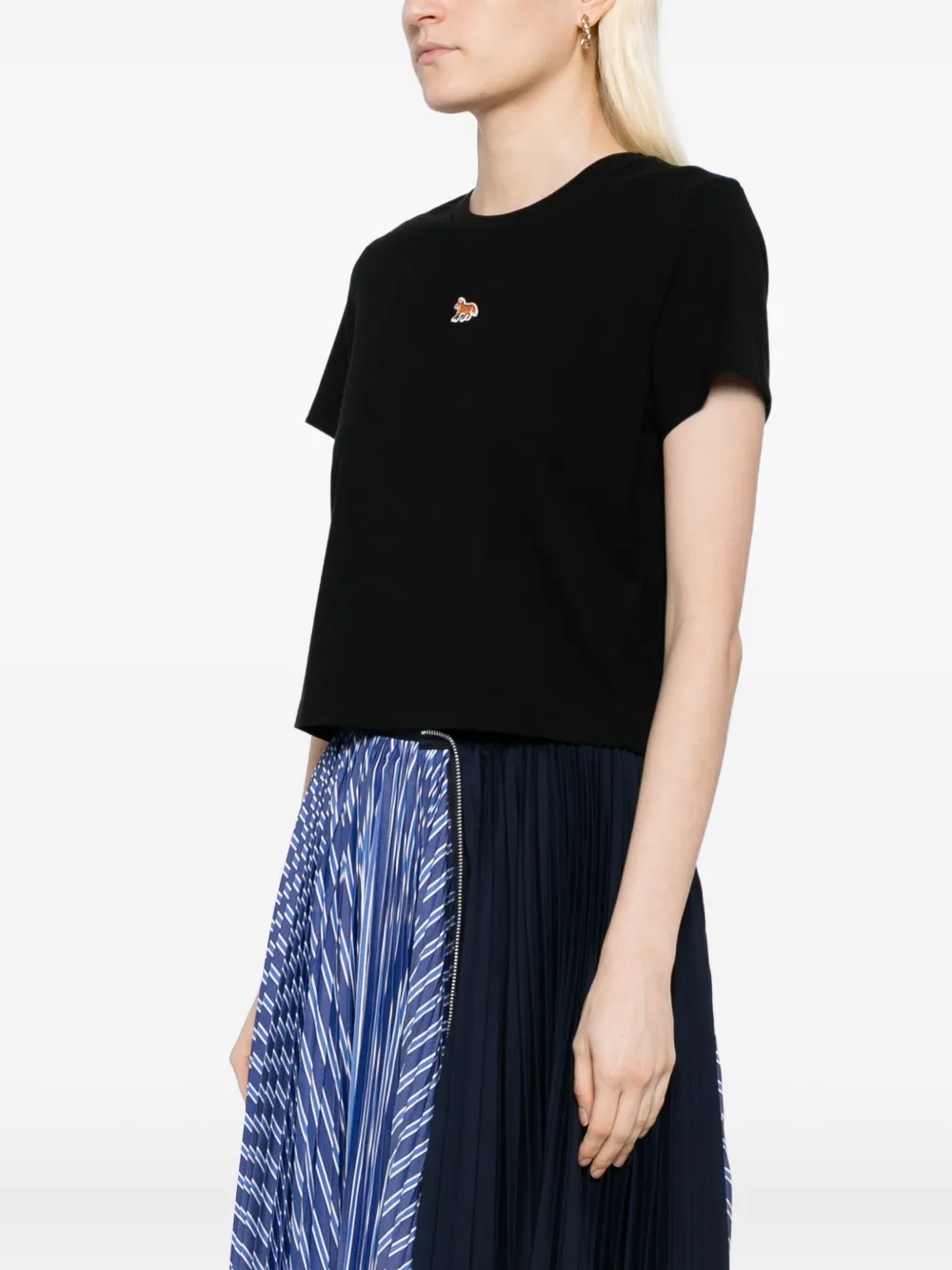 Maison Kitsuné T-shirt met geborduurd logo Zwart