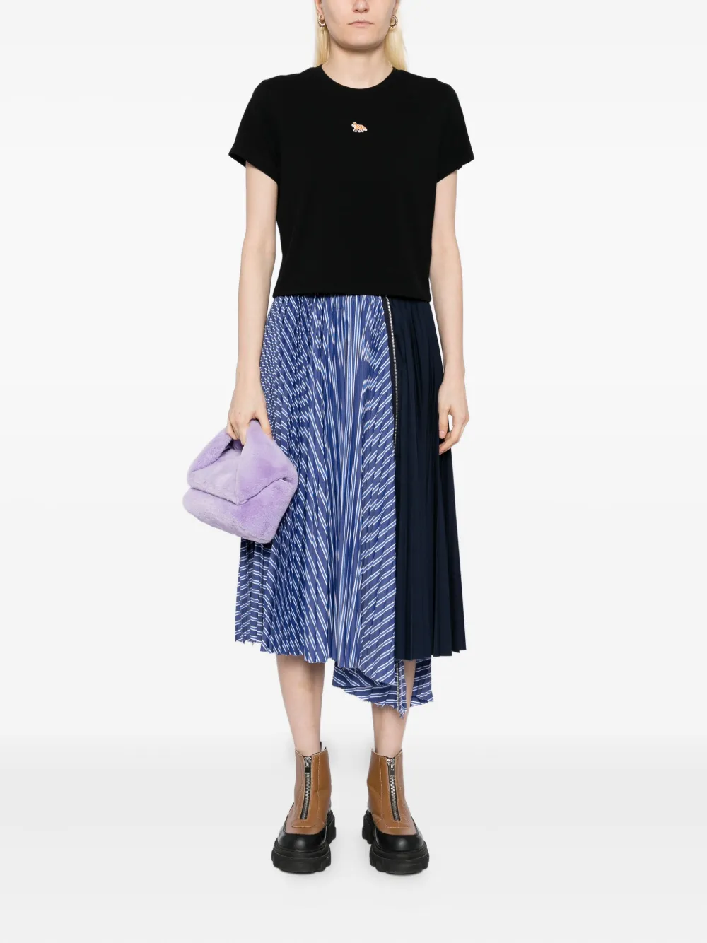 Maison Kitsuné T-shirt met geborduurd logo Zwart