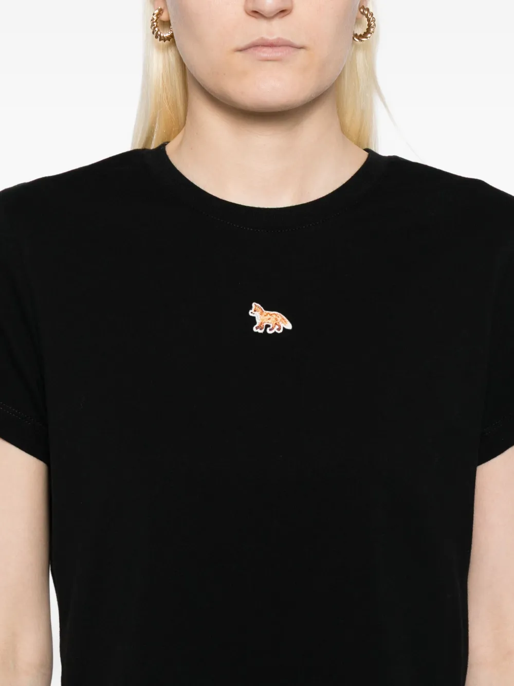 Maison Kitsuné T-shirt met geborduurd logo Zwart