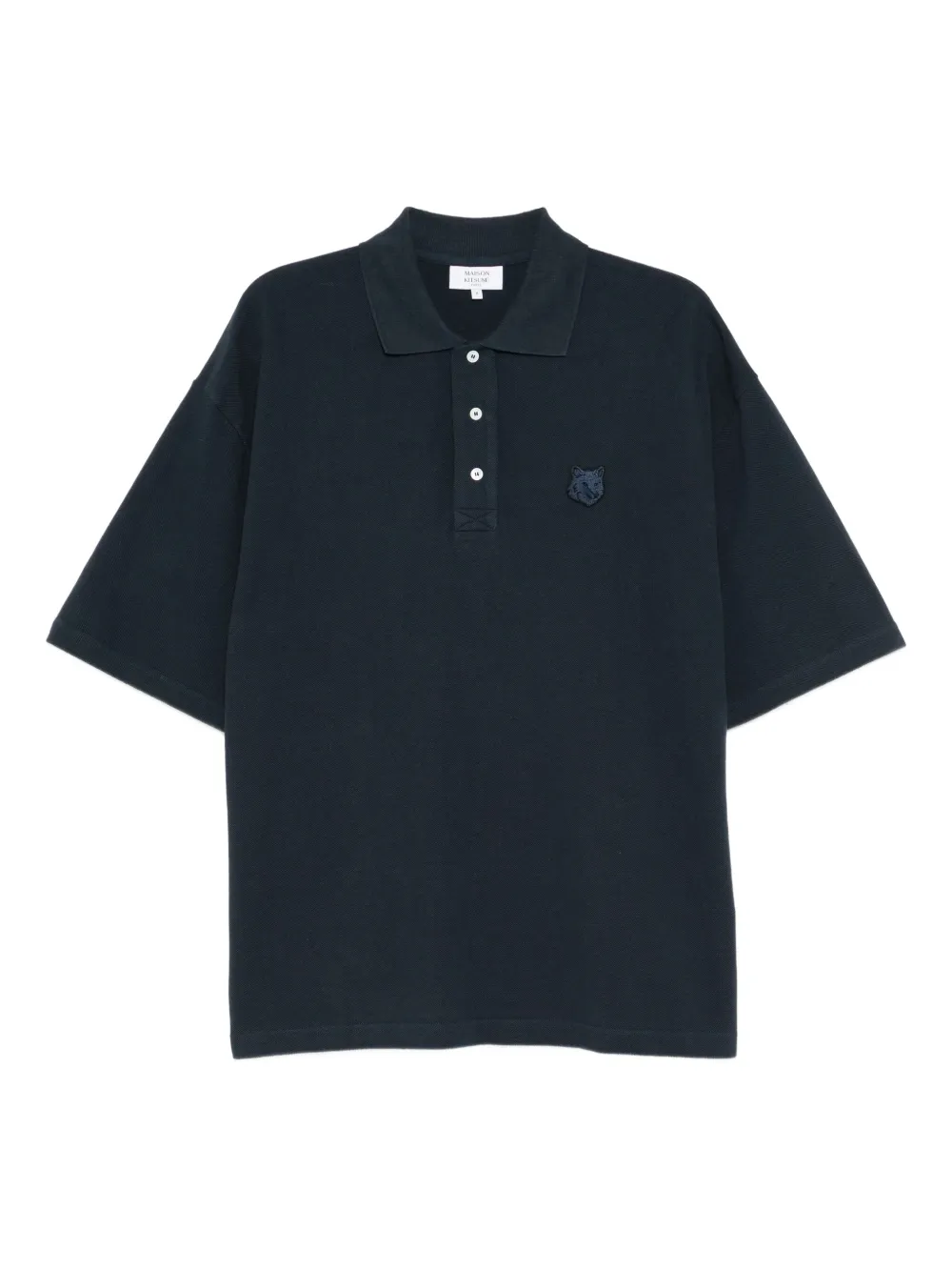 Maison Kitsuné Poloshirt met vossenkop-patch Blauw