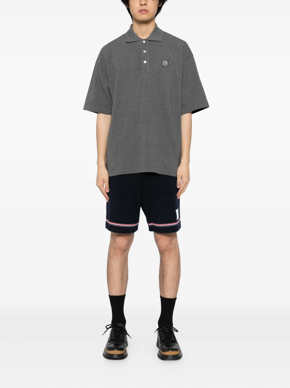 Maison Kitsuné Poloshirt met vossenkop-patch - Grijs