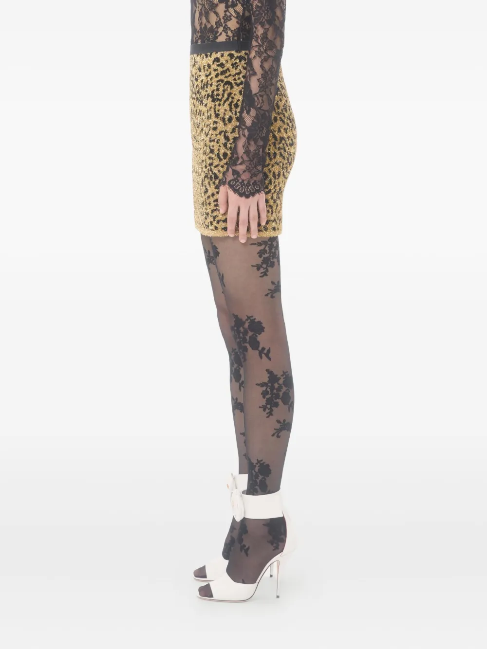 Valentino Jacquard Animal Print Lurex Knit Skirt Woman Animal Print Xs In Brown