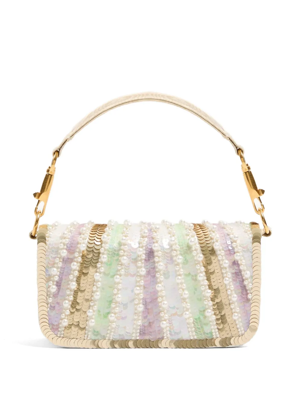 Valentino Garavani Locò kleine schoudertas met geborduurd logo Beige