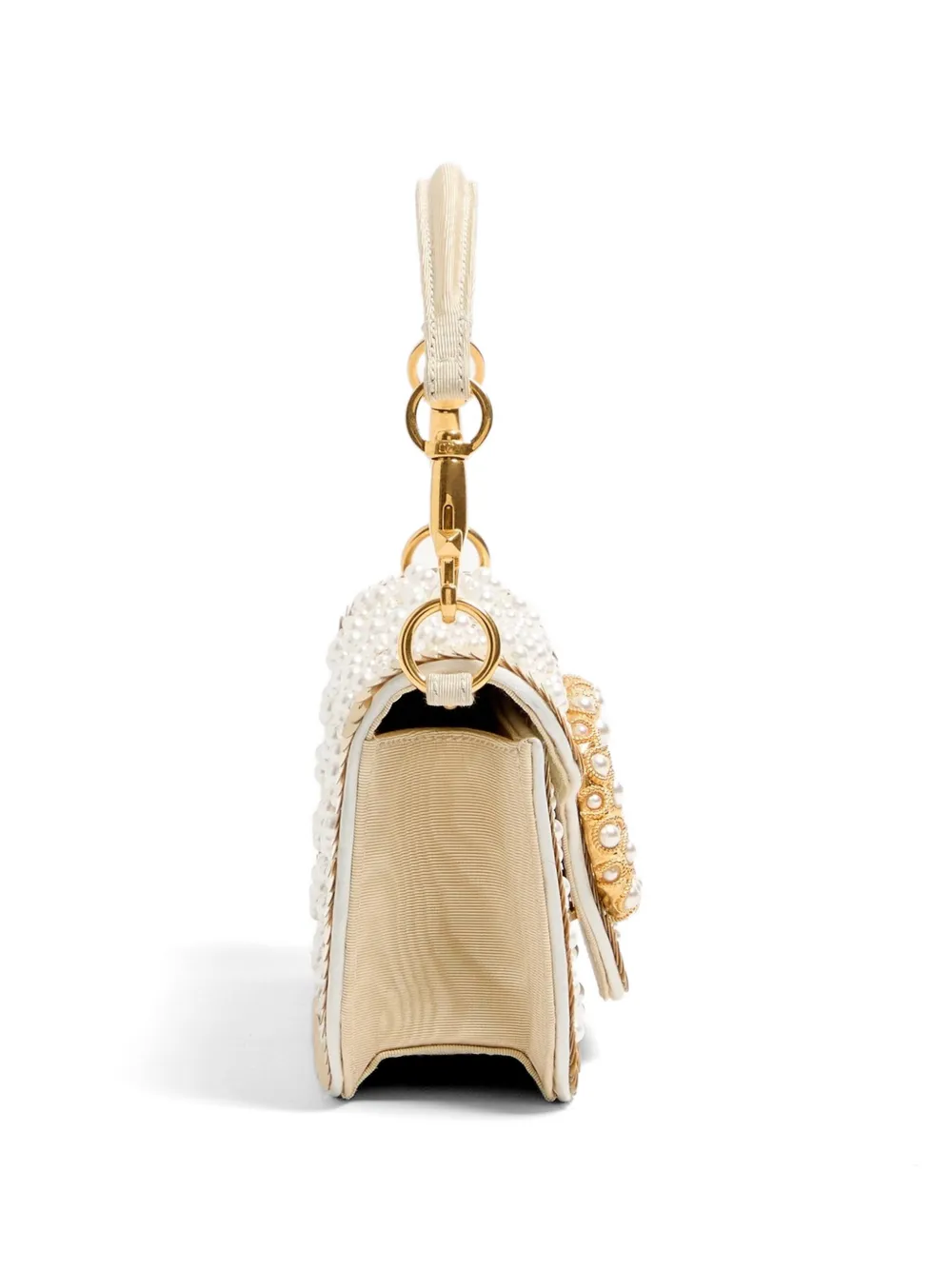 Valentino Garavani Locò kleine schoudertas met geborduurd logo Beige