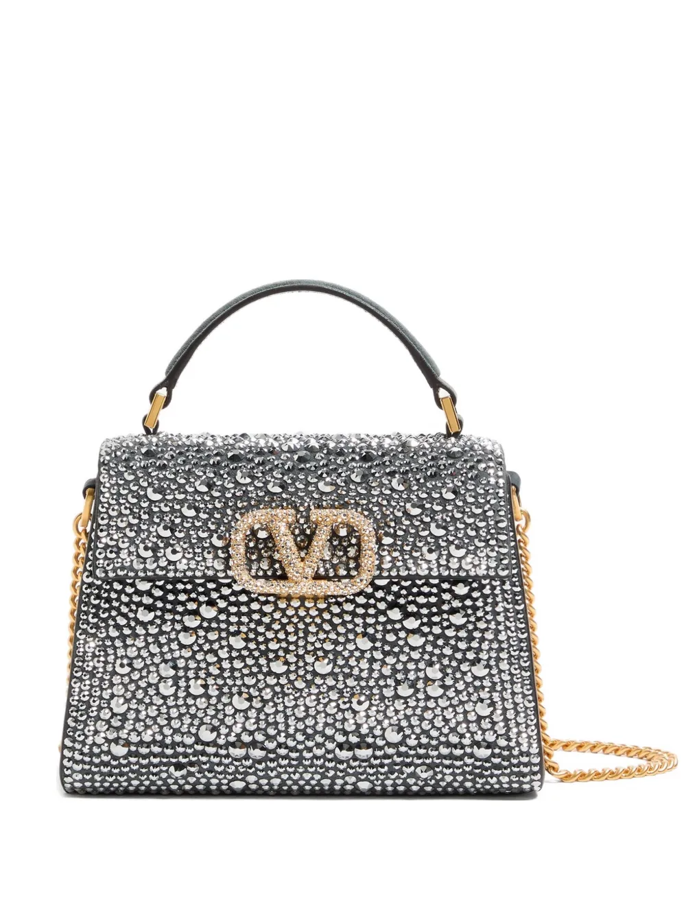 Valentino Garavani VSLING Vロゴ シグネチャー ショルダーバッグ ミニ - シルバートーン Valentino Garavani VSLING Vロゴ シグネチャー ショルダーバッグ ミニ - シルバートーン