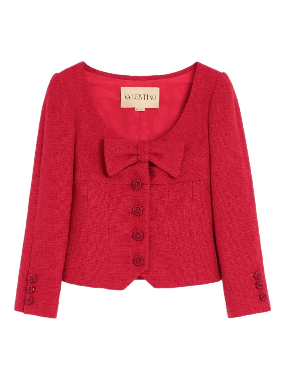 Valentino Garavani bow-detail tweed blazer | Red | Image 1