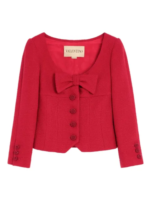Valentino Garavani bow-detail tweed blazer