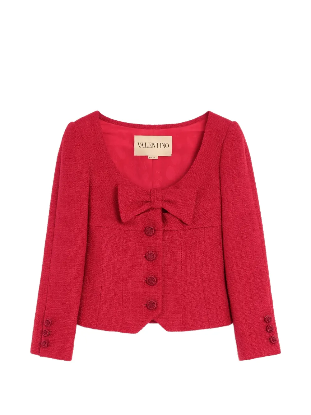 Valentino Garavani Tweed blazer met strikdetail Rood