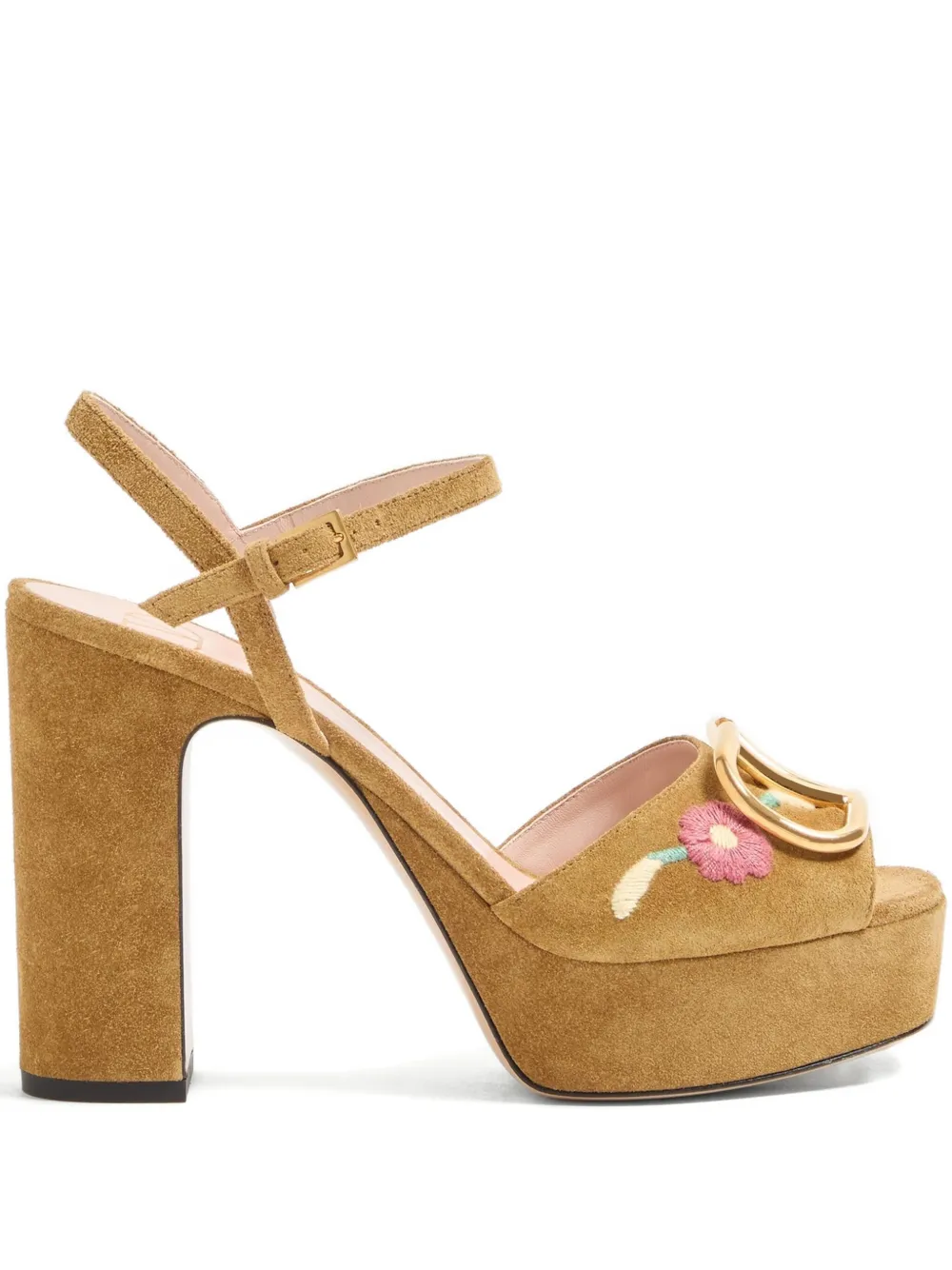 Valentino 115mm Vlogo Platform Floral Sandals In Brown