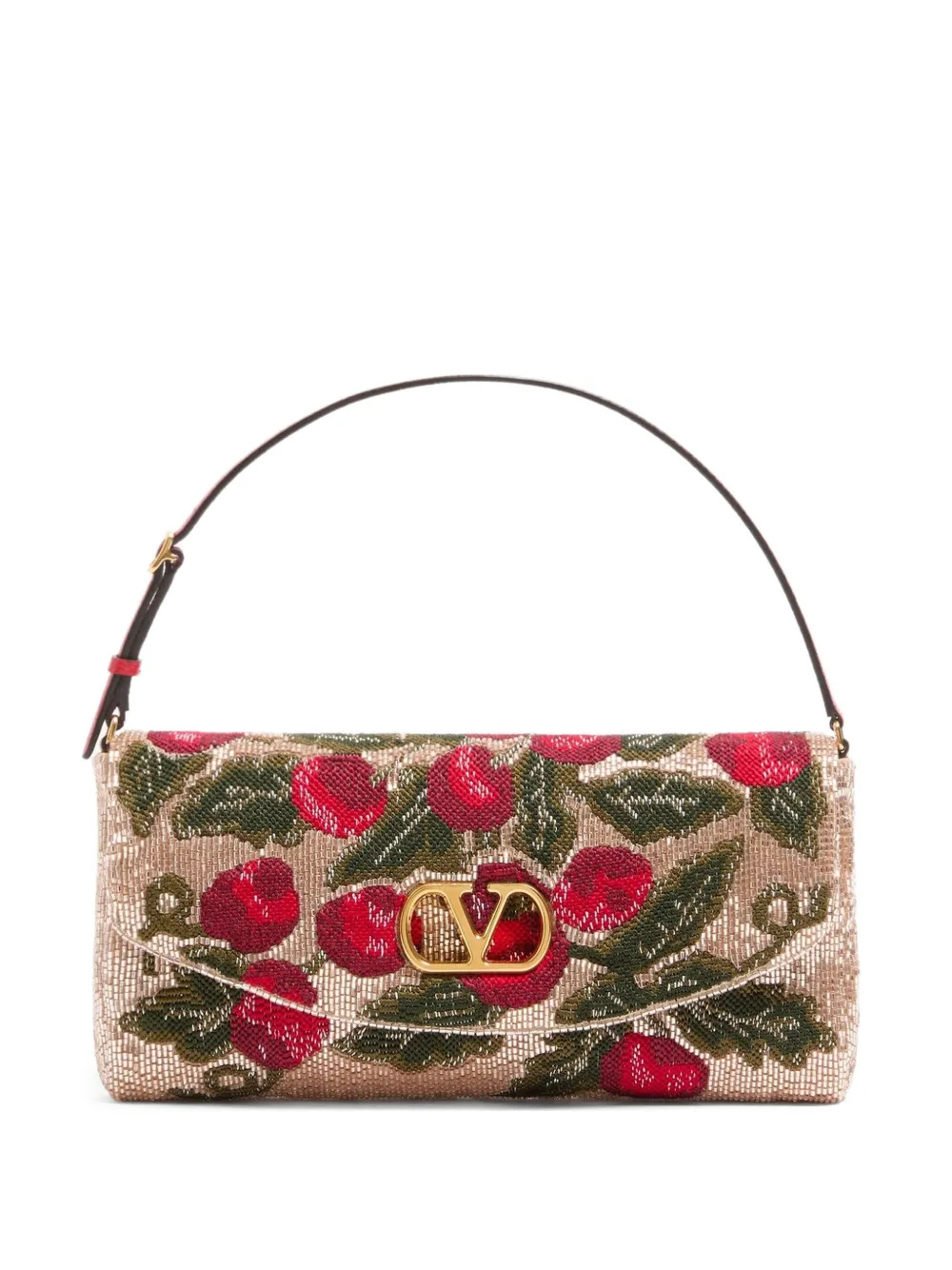 Valentino Garavani Schoudertas met geborduurde kralen Beige