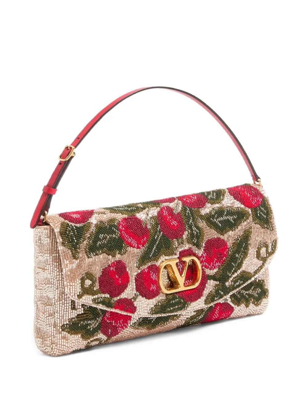 Valentino Garavani Schoudertas met geborduurde kralen Beige