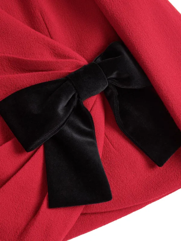 Valentino Garavani Wool Crepe Jacket With Contrasting Bow | Red