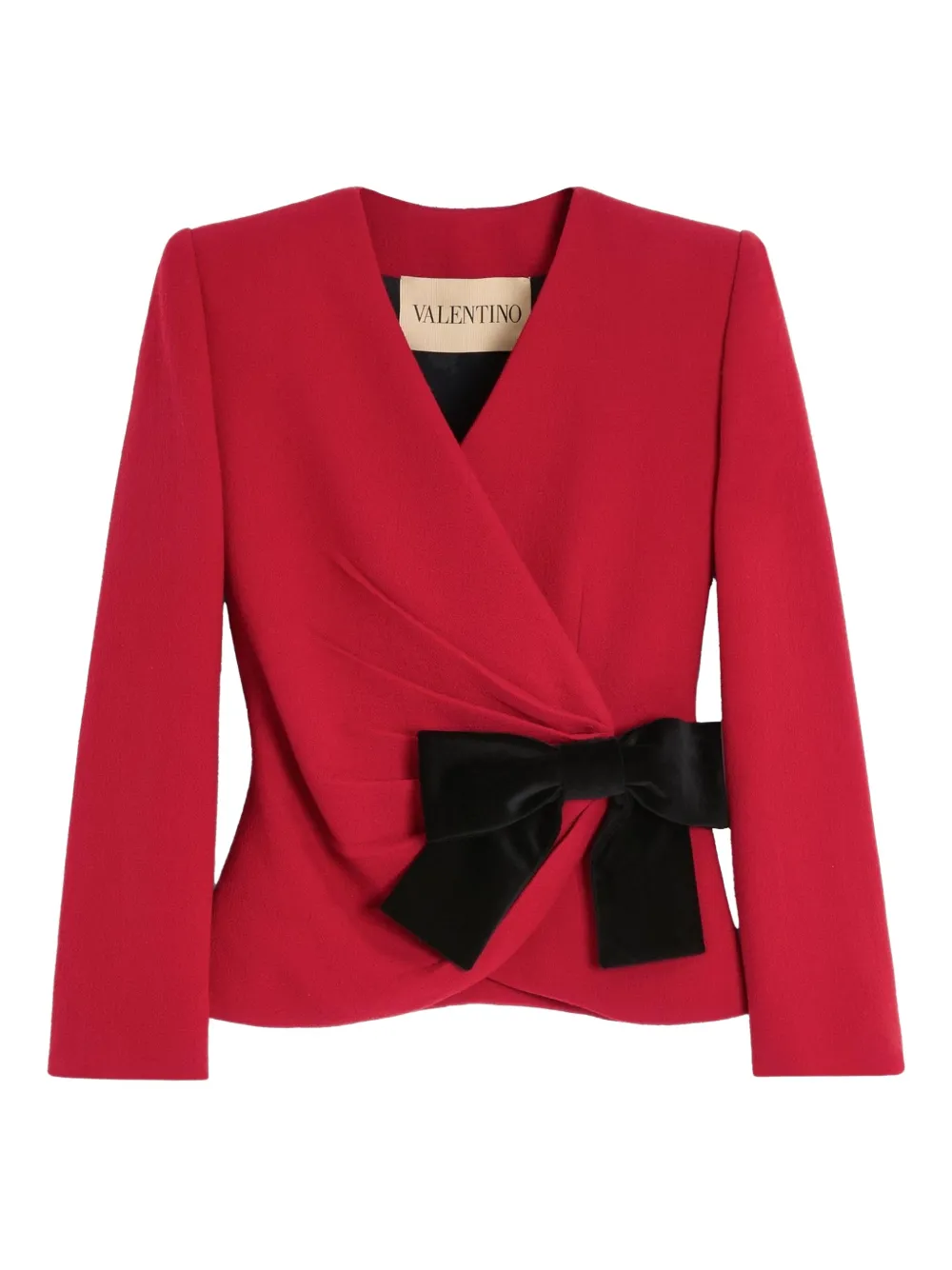 Valentino Garavani リボンディテール クレープジャケット - レッド Valentino Garavani リボンディテール クレープジャケット - レッド