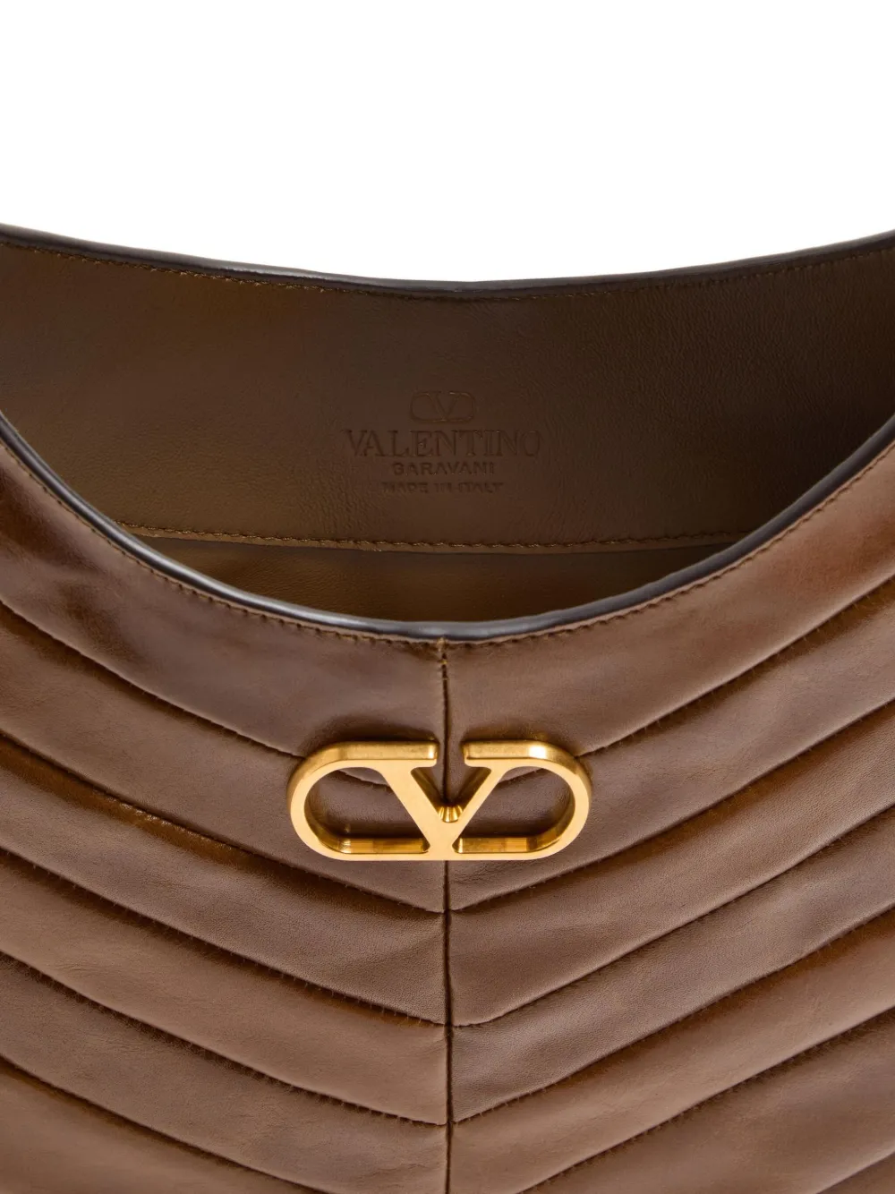 Valentino Garavani Schoudertas met chevron patroon en studs Bruin