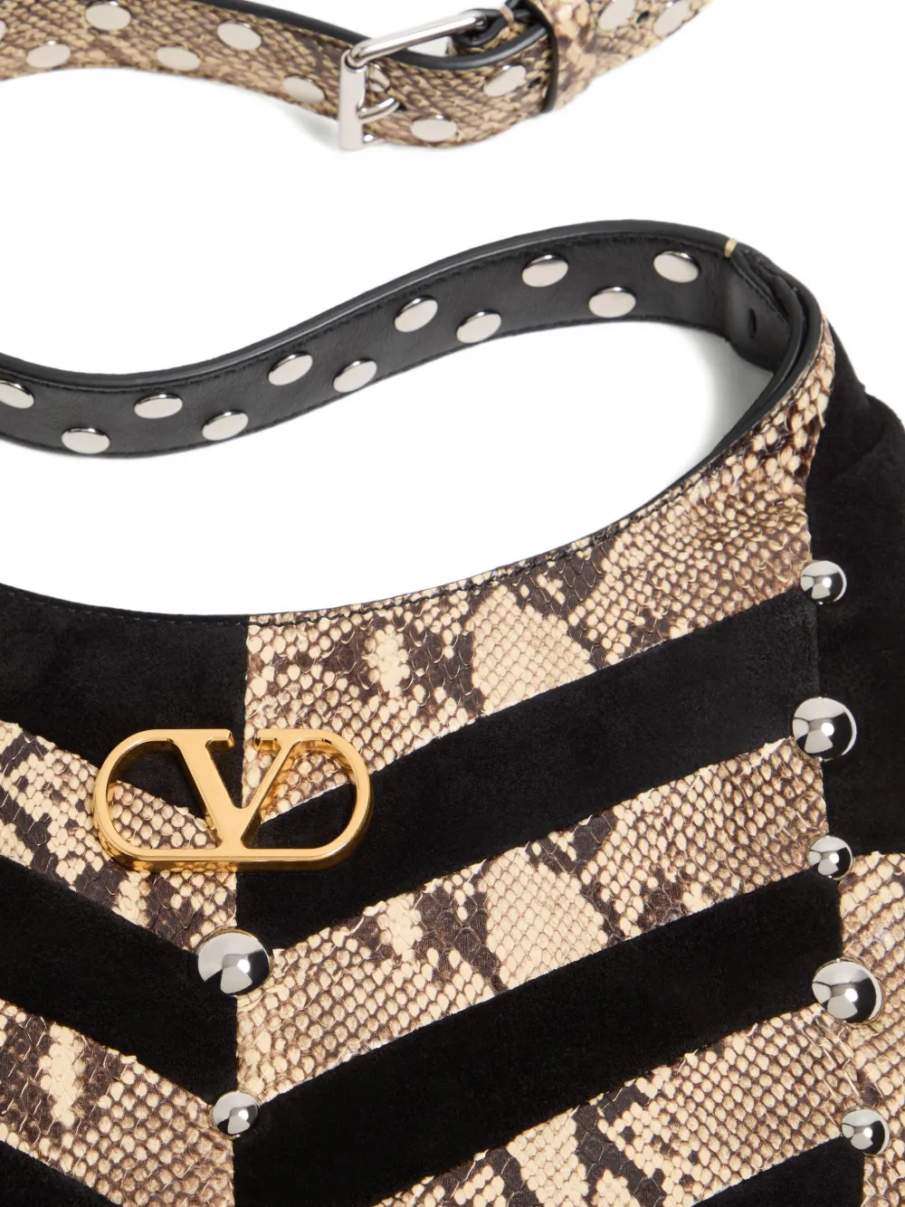 Valentino Garavani Kleine schoudertas met chevron patroon Beige