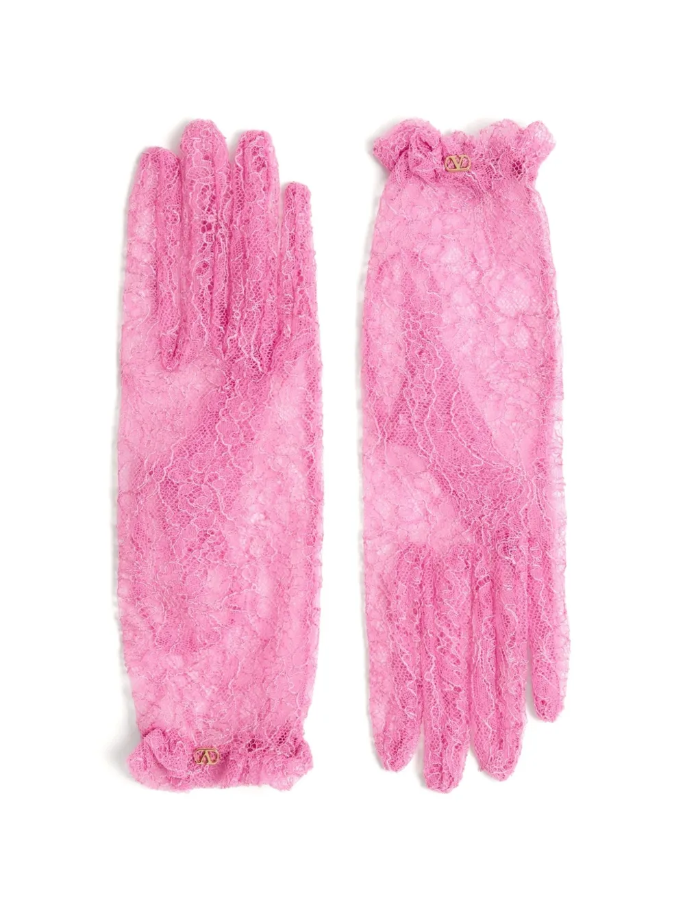 Valentino Garavani Guanti VLogo Signature in pizzo - Rosa