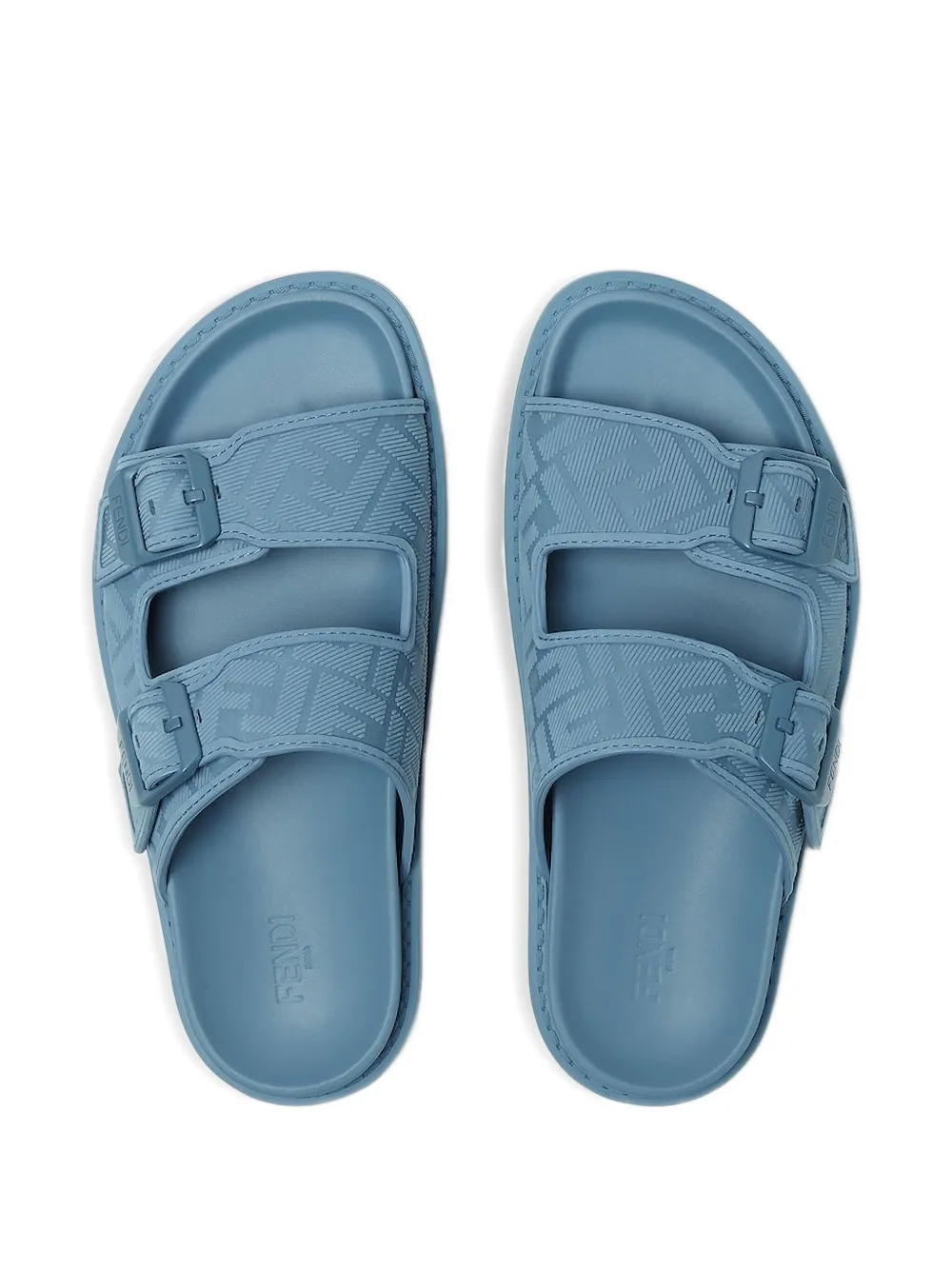 FENDI double-buckle FF-pattern sandals Blue