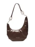 Love Moschino logo-plaque crescent shoulder bag - Brown