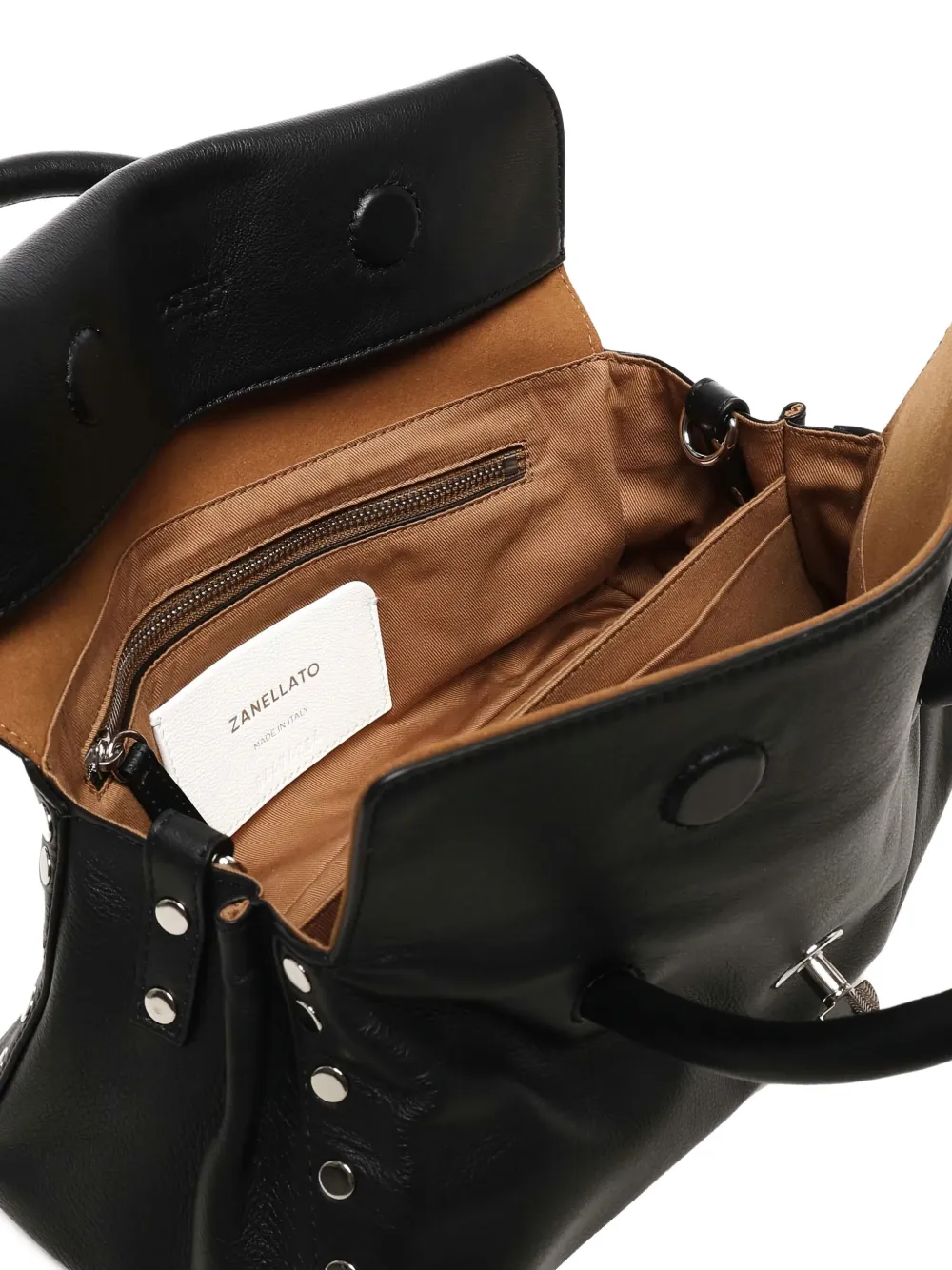 Zanellato Kleine Dotta Centauro leren shopper met gesp en studs Zwart