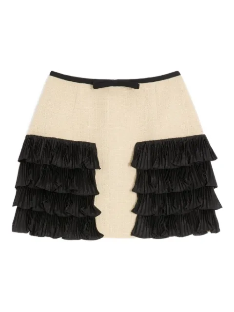 Valentino Garavani pleated-ruffle tweed skirt