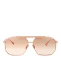 ANNA-KARIN KARLSSON Le Boss 2.0 geometric-frame titanium sunglasses - Gold