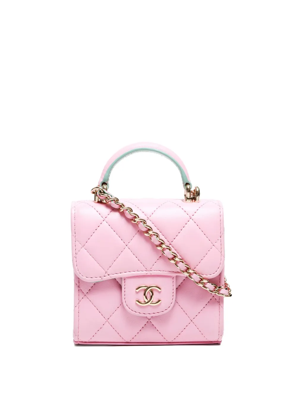 CHANEL Pre-Owned 2023 quilted lambskin mini bag - ピンク CHANEL Pre-Owned 2023 quilted lambskin mini bag - ピンク