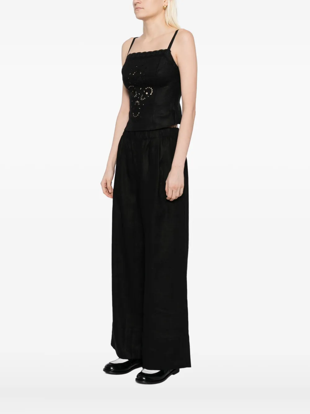 Reformation Eva linnen top Zwart