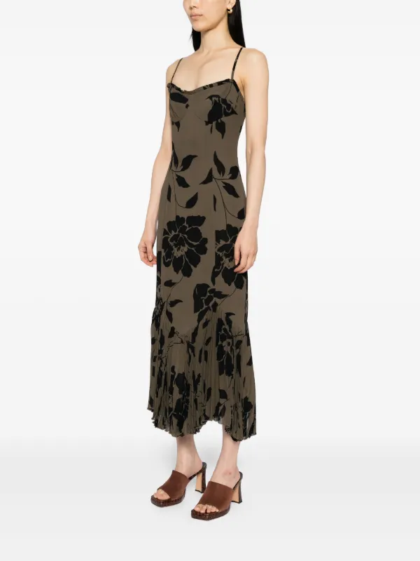 slim fit dress slacks Reformation // Green Printed Midi Dress – VSP Consignment main image 0