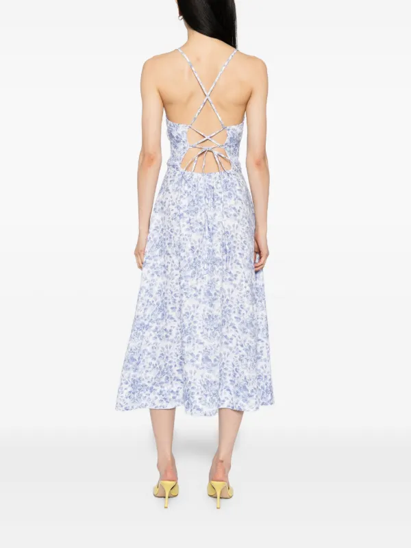 Reformation Yuliy Linen Dress | Blue | FARFETCH JO