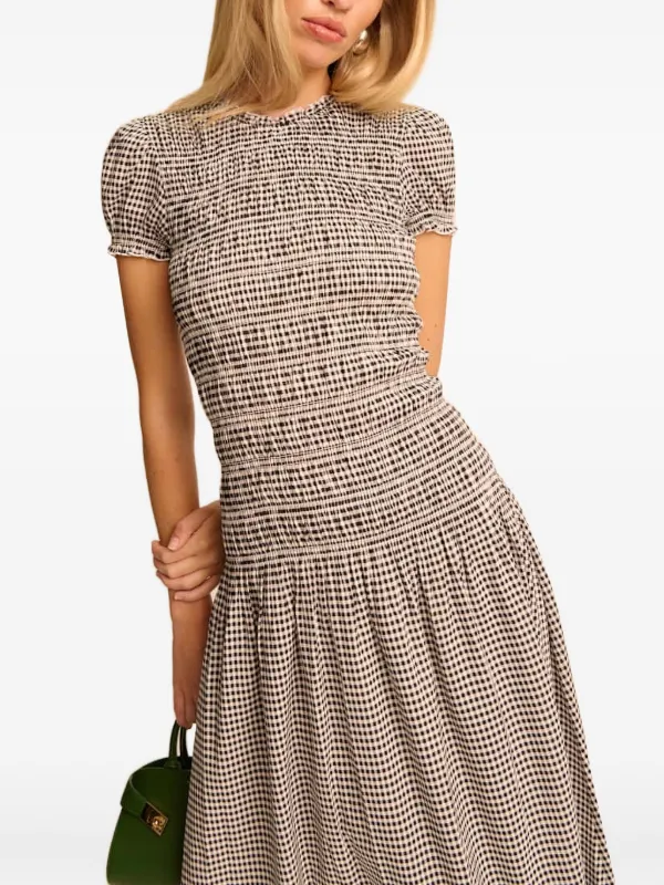 Reformation Gingham Smocked Dress | Neutrals | FARFETCH Reformation Gingham Smocked Dress | Neutrals | FARFETCH