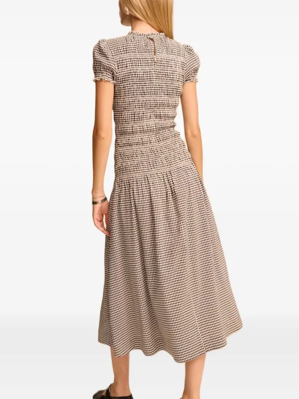 Reformation Gingham Smocked Dress | Neutrals | FARFETCH GE