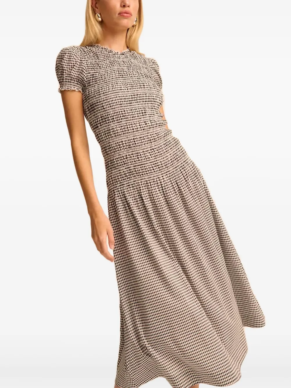 Reformation Gingham Smocked Dress In Gray