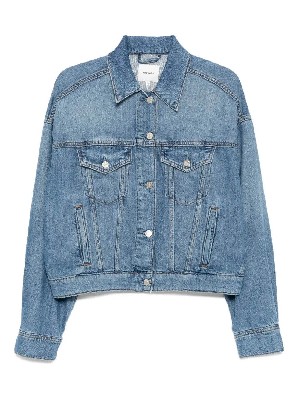 Reformation Rhodes Denim Jacket In Blue