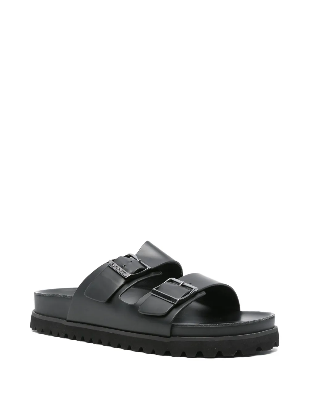 Gant double-buckle leather slides Black