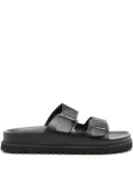 Gant double-buckle leather slides - Black