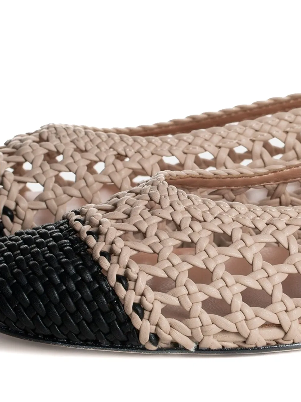 Poche Paris Reine woven cap-toe flat pumps Neutrals
