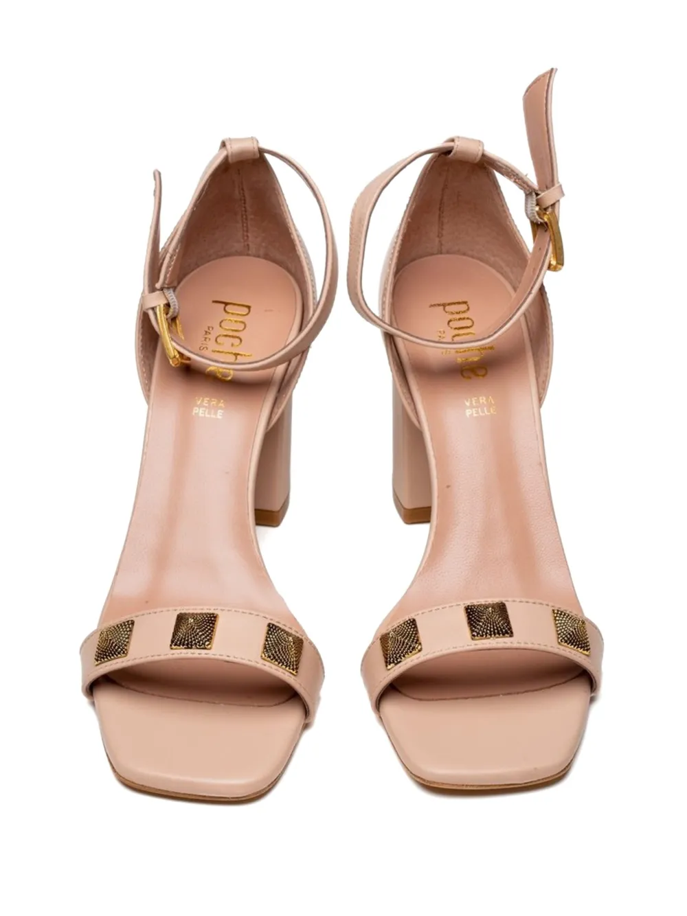 Poche Paris leather heeled sandals Neutrals