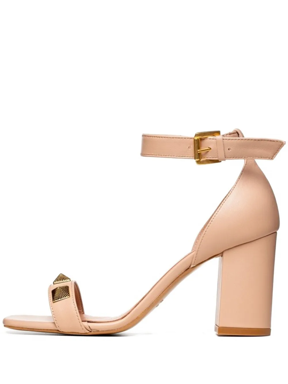 Poche Paris Leather Heeled Sandals In Neutral