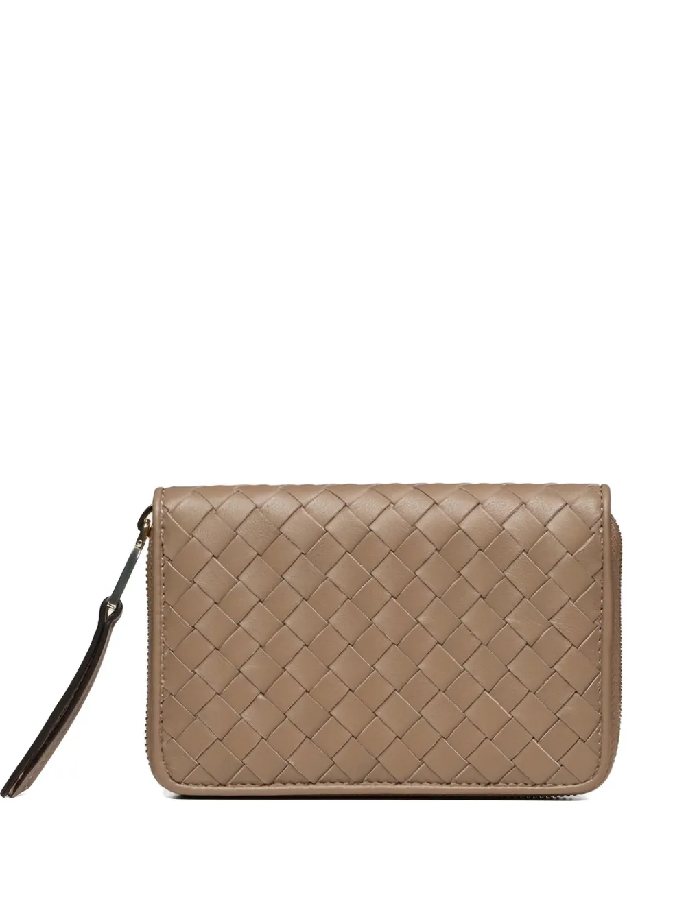 Poche Paris Woven Leather Zip-around Wallet In Neutral