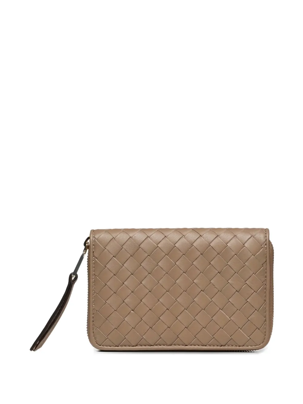 Poche Paris Geweven leren portemonnee met rits - Beige