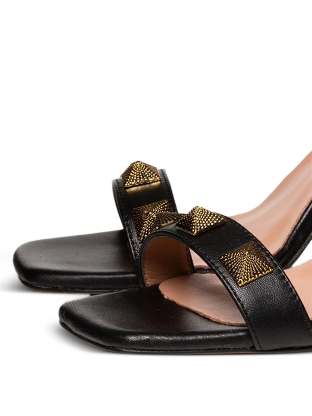 Poche Paris Lou ankle-strap studded sandals Black
