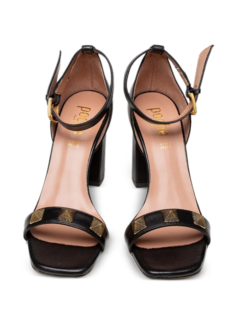 Poche Paris Lou ankle-strap studded sandals Black