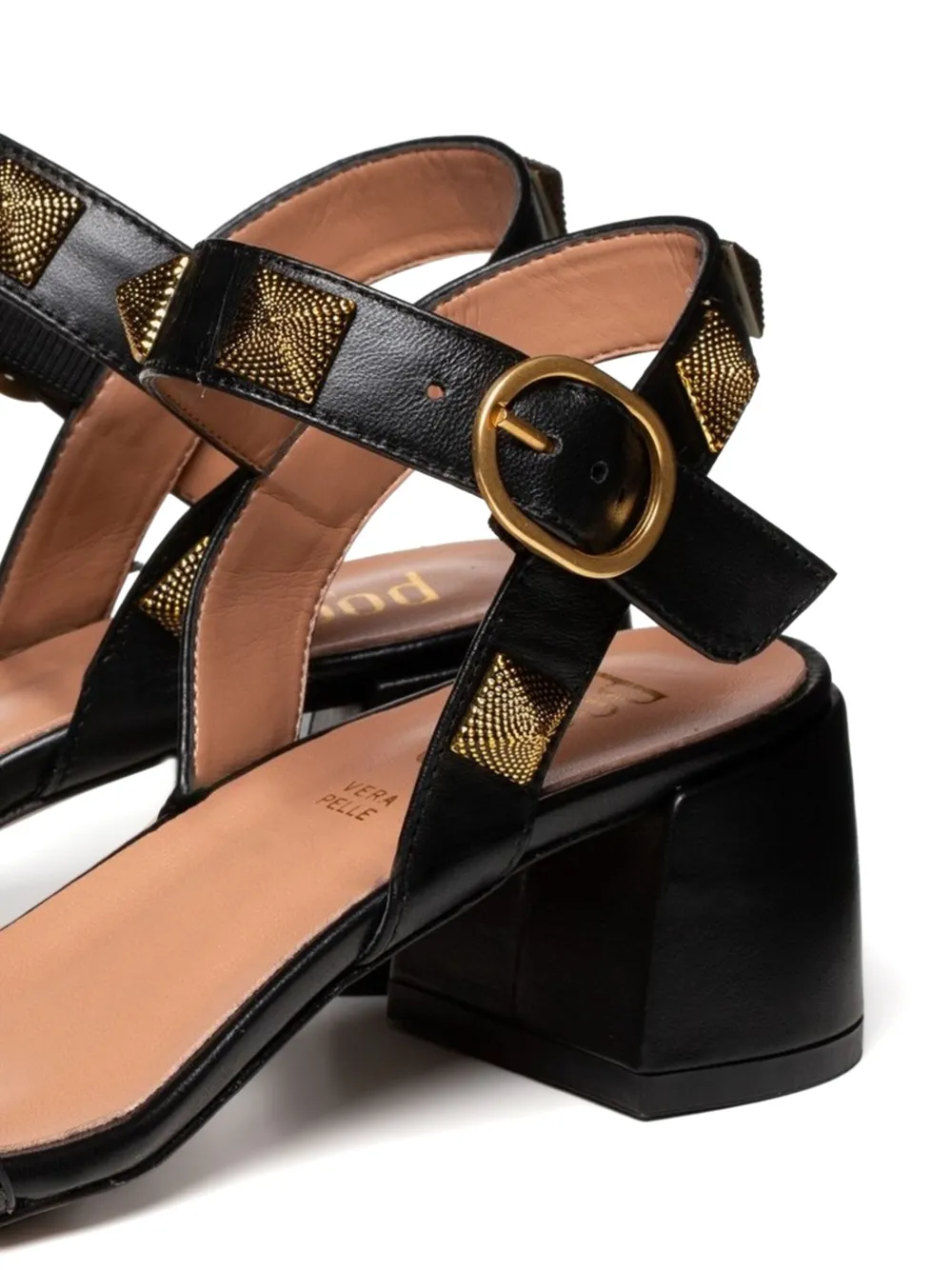Poche Paris 45mm Gail studded ankle-strap sandals Black